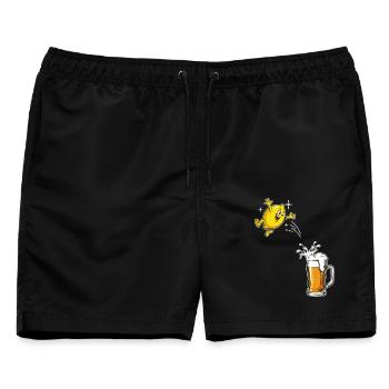 Radler Bier Lustige Zitrone Springt Ins Bierglas - Männer Badeshorts - Schwarz - Vorne - AI Model Male 178 light (178cm)