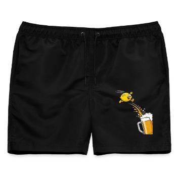 Radler Bier Lustige Zitrone Springt In Krug - Männer Badeshorts - Schwarz - Vorne - AI Model Male 178 light (178cm)