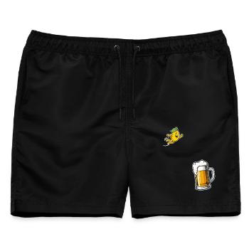 Radler Bier Lustige Zitrone Feierlaune - Männer Badeshorts - Schwarz - Vorne - AI Model Male 178 light (178cm)