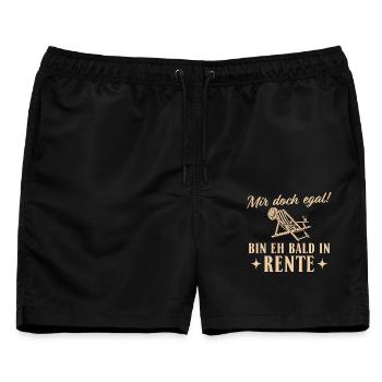 Ruhestand Liegestuhl Eh bald in Rente - Männer Badeshorts - Schwarz - Vorne - AI Model Male 178 light (178cm)
