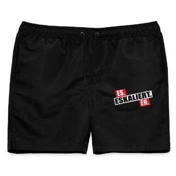 Es Eskaliert Eh - Männer Badeshorts - Schwarz - Vorne - AI Model Male 178 light (178cm)