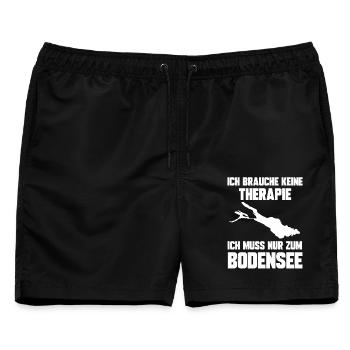 Ich brauche keine Therapie ich muss zum Bodensee - Männer Badeshorts - Schwarz - Vorne - AI Model Male 178 light (178cm)