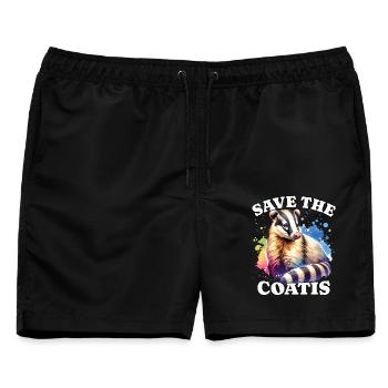 Nasenbär Save Coati - Männer Badeshorts - Schwarz - Vorne - AI Model Male 178 light (178cm)