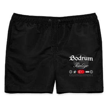 Bodrum Türkei Streetwear Reise Souvenir - Männer Badeshorts - Schwarz - Vorne - AI Model Male 178 light (178cm)