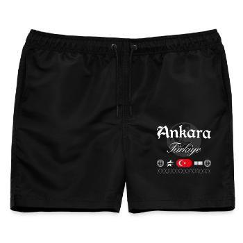 Ankara Türkei Streetwear Reise Souvenir - Männer Badeshorts - Schwarz - Vorne - AI Model Male 178 light (178cm)