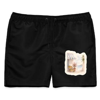 Zitronen am Meer – Markt des Südens - Männer Badeshorts - Schwarz - Vorne - AI Model Male 178 light (178cm)