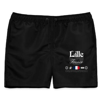Lille Frankreich Streetwear Reise Souvenir - Männer Badeshorts - Schwarz - Vorne - AI Model Male 178 light (178cm)