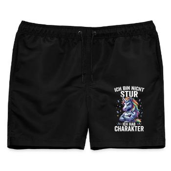 Ich bin nicht stur ich hab Charakter - Männer Badeshorts - Schwarz - Vorne - AI Model Male 178 light (178cm)