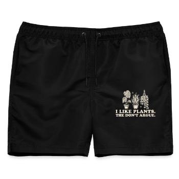 Ich mag Pflanzen Die streiten nicht - Männer Badeshorts - Schwarz - Vorne - AI Model Male 178 light (178cm)
