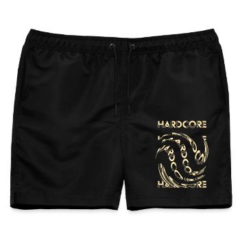 Hardcore Techno Rave Outfit – Festival Gabber - Männer Badeshorts - Schwarz - Vorne - AI Model Male 178 light (178cm)