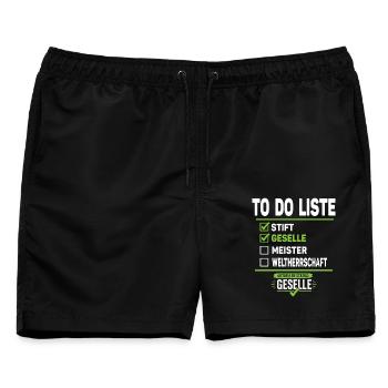 To Do Liste Geselle Ausbildung Bestanden Geschenk - Männer Badeshorts - Schwarz - Vorne - AI Model Male 178 light (178cm)
