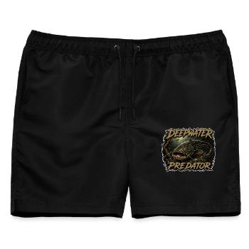 Welsfischangeln Tiefwasserräuber - Männer Badeshorts - Schwarz - Vorne - AI Model Male 178 light (178cm)