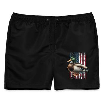 Mallard Duck US Stockente - Männer Badeshorts - Schwarz - Vorne - AI Model Male 178 light (178cm)