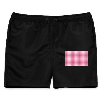 Karomuster mit Gingham Pink - Männer Badeshorts - Schwarz - Vorne - AI Model Male 178 light (178cm)
