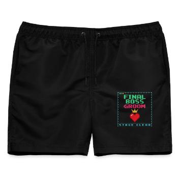 FINAL ENDBOSS – Groom Edition - Männer Badeshorts - Schwarz - Vorne - AI Model Male 178 light (178cm)