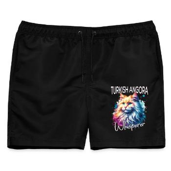 Türkisch Angorakatze Flüsterer - Männer Badeshorts - Schwarz - Vorne - AI Model Male 178 light (178cm)