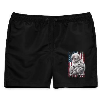 Snow Monkey US Schneeaffe - Männer Badeshorts - Schwarz - Vorne - AI Model Male 178 light (178cm)