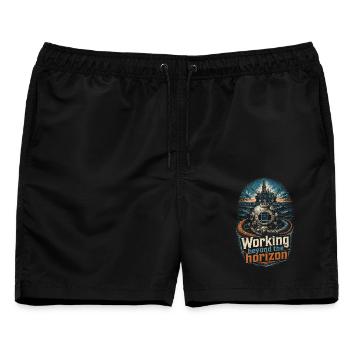 Tiefseearbeiter Working Beyond The Horizon - Männer Badeshorts - Schwarz - Vorne - AI Model Male 178 light (178cm)