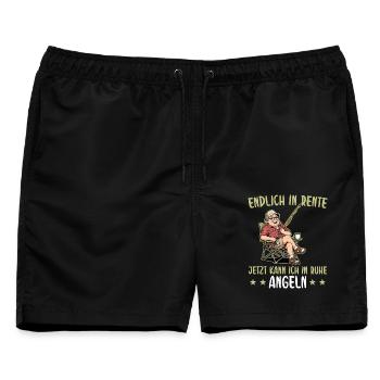 Rente In Ruhe Angeln - Rentner mit Angelrute - Männer Badeshorts - Schwarz - Vorne - AI Model Male 178 light (178cm)