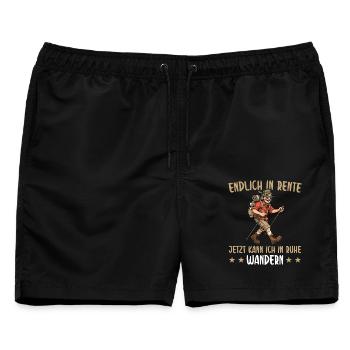Rente In Ruhe Wandern- Renteneintritt Mann - Männer Badeshorts - Schwarz - Vorne - AI Model Male 178 light (178cm)