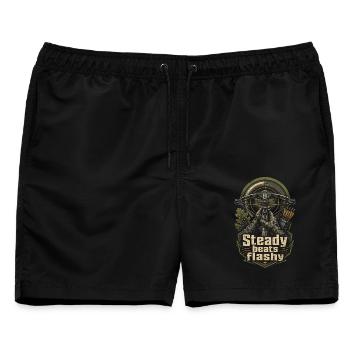 Armbrust Armbrustschütze Steady Beats Flashy - Männer Badeshorts - Schwarz - Vorne - AI Model Male 178 light (178cm)