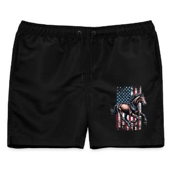 Standardbred US Traber - Männer Badeshorts - Schwarz - Vorne - AI Model Male 178 light (178cm)