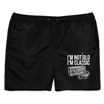Nicht alt, klassisches Radio - Männer Badeshorts - Schwarz - Vorne - AI Model Male 178 light (178cm)