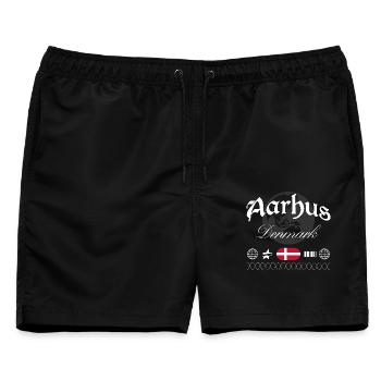 Aarhus Dänemark Streetwear Reise Souvenir - Männer Badeshorts - Schwarz - Vorne - AI Model Male 178 light (178cm)