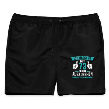 73 Jahre 73. Geburtstag Mann Frau 73 Jahre - Männer Badeshorts - Schwarz - Vorne - AI Model Male 178 light (178cm)