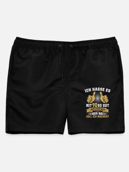 90. Geburtstag Mann Frau 90 Jahre - Männer Badeshorts - Schwarz