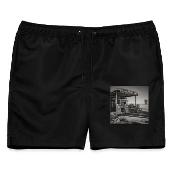 Route Tankstelle Lost Places Vintage Animal Crime - Männer Badeshorts - Schwarz - Vorne - AI Model Male 178 light (178cm)