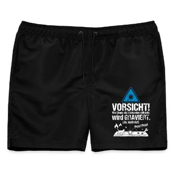 Laser_Cutter_Engraving_Shirt_Geschenk - Männer Badeshorts - Schwarz - Vorne - AI Model Male 178 light (178cm)