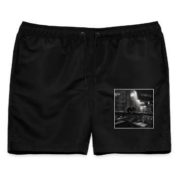 Bär Industrie Lost Place Retro Fabrik Animal Crime - Männer Badeshorts - Schwarz - Vorne - AI Model Male 178 light (178cm)