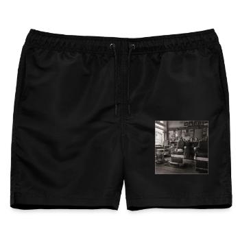 Katze Barbershop Vintage Foto Animal Crime Retro - Männer Badeshorts - Schwarz - Vorne - AI Model Male 178 light (178cm)