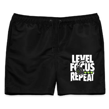 Level Focus Repeat Gaming Headset - Männer Badeshorts - Schwarz - Vorne - AI Model Male 178 light (178cm)