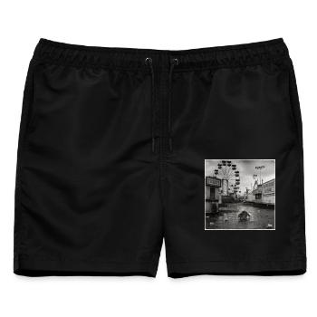 Verlassener Jahrmarkt Waschbär Retro Kirmes Animal - Männer Badeshorts - Schwarz - Vorne - AI Model Male 178 light (178cm)