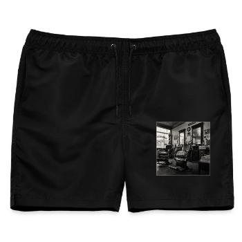 Vintage Barbershop Katze Retro Animal Crime - Männer Badeshorts - Schwarz - Vorne - AI Model Male 178 light (178cm)