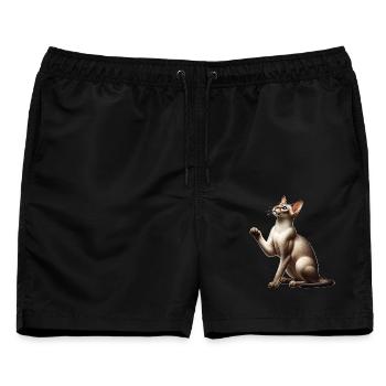 Orientalisch Kurzhaar Oriental Shorthair - Männer Badeshorts - Schwarz - Vorne - AI Model Male 178 light (178cm)