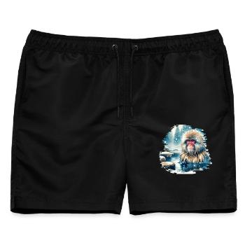 Japanmakak Motiv - Männer Badeshorts - Schwarz - Vorne - AI Model Male 178 light (178cm)
