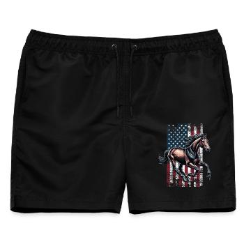 Trakehner US Trakehner - Männer Badeshorts - Schwarz - Vorne - AI Model Male 178 light (178cm)