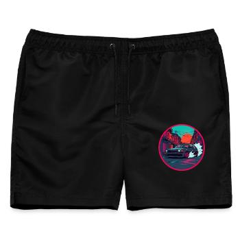 Retro 80er Midnight Alley Hatchback-Kunst - Männer Badeshorts - Schwarz - Vorne - AI Model Male 178 light (178cm)
