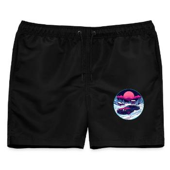 Neon Winter Drift Alpenkunst - Männer Badeshorts - Schwarz - Vorne - AI Model Male 178 light (178cm)