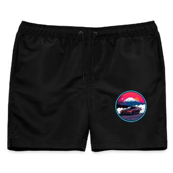Neon Fuji Drift Performance Edition - Männer Badeshorts - Schwarz - Vorne - AI Model Male 178 light (178cm)