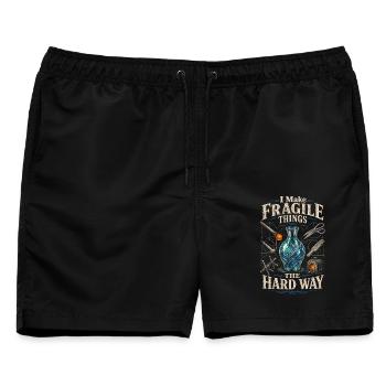 Glasbläser I Make Fragile Things The Hard Way - Männer Badeshorts - Schwarz - Vorne - AI Model Male 178 light (178cm)