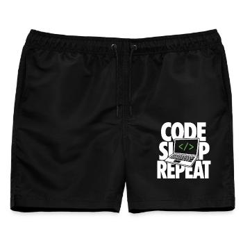 Code Sleep Repeat Programmierer - Männer Badeshorts - Schwarz - Vorne - AI Model Male 178 light (178cm)