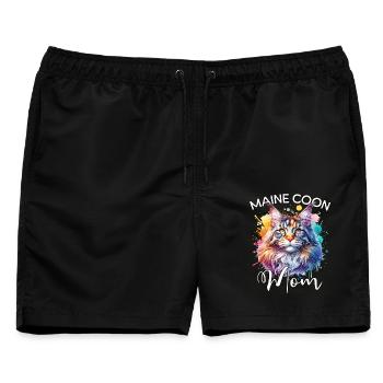 Maine Coon Mama - Männer Badeshorts - Schwarz - Vorne - AI Model Male 178 light (178cm)