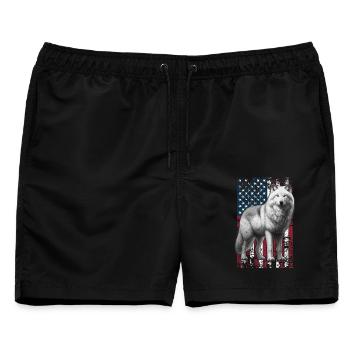 Arctic Wolf US Polarwolf - Männer Badeshorts - Schwarz - Vorne - AI Model Male 178 light (178cm)
