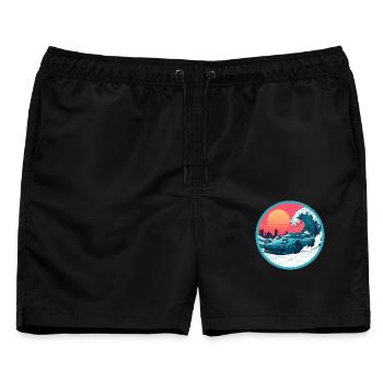 Der große Kanagawa-Wellen-Leistungs-Supersportwagen - Männer Badeshorts - Schwarz - Vorne - AI Model Male 178 light (178cm)