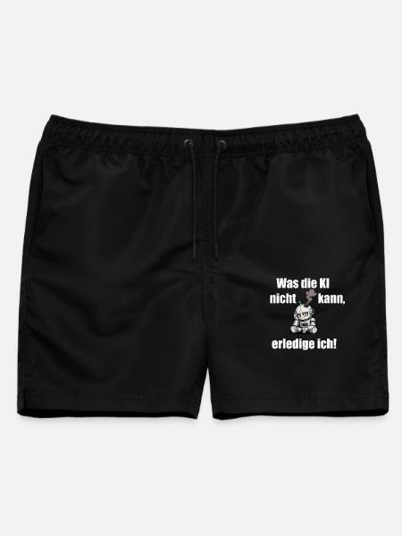 Was die KI nicht kann, erledige ich - Männer Badeshorts - Schwarz