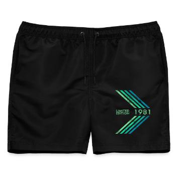 1981 Limited Edition Geburtstag Herren Damen Sport - Männer Badeshorts - Schwarz - Vorne - AI Model Male 178 light (178cm)